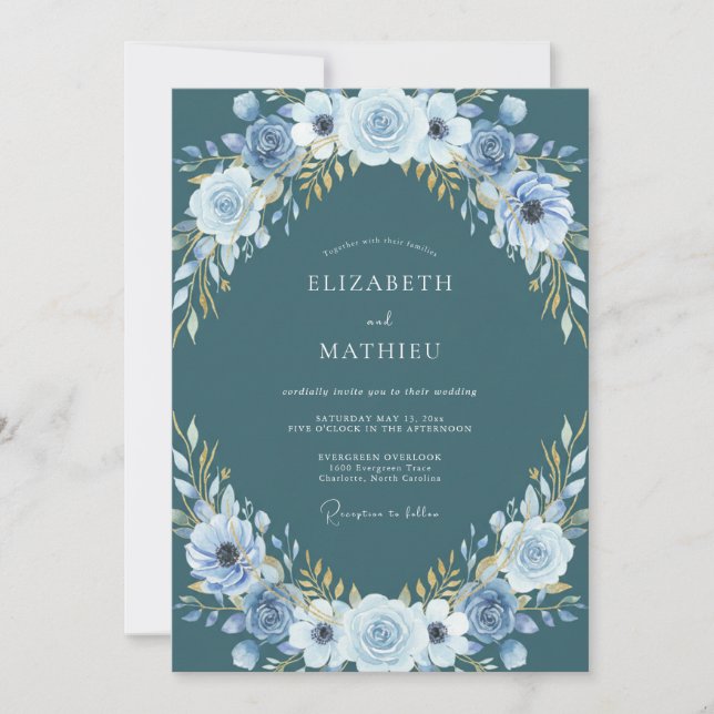 Steel Ice Wreath Wedding Invitation (Front)