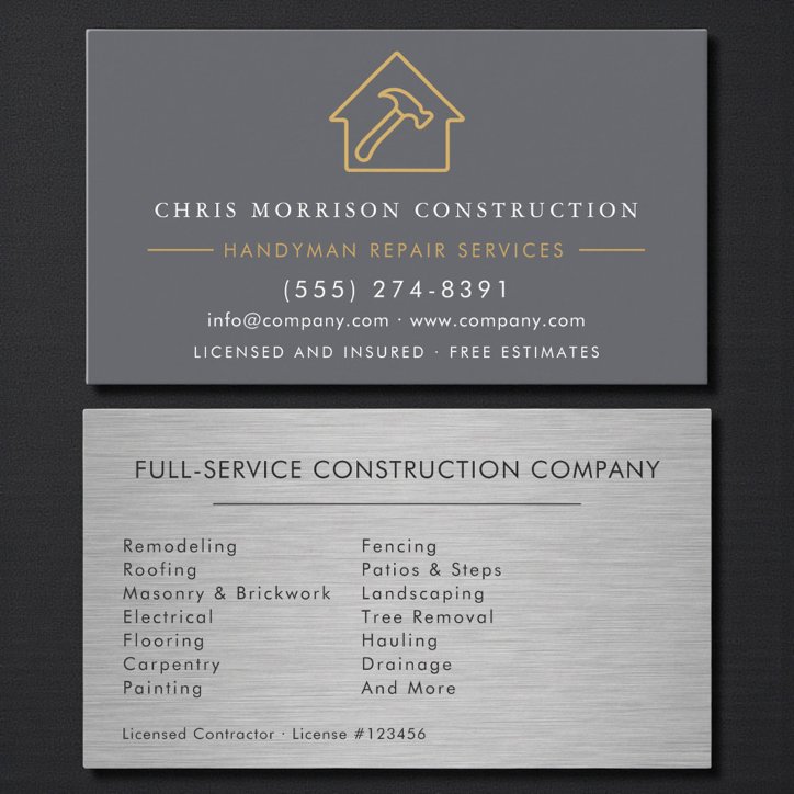 Steel Industrial Handyman Construction Business Card