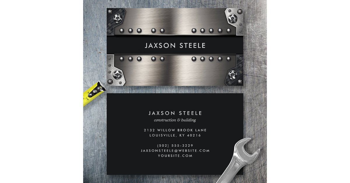Steel Industrial Metal Rivet Masculine Business Card | Zazzle