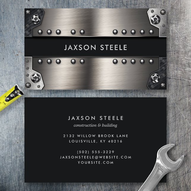 Steel Industrial Metal Rivet Masculine Business Card (Creator Uploaded)