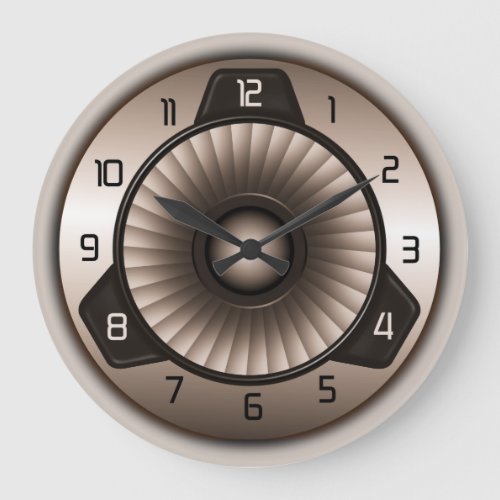 Steel Jet Engine Aviation Large Round Wall Clocks