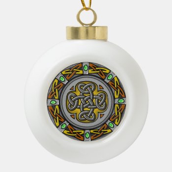 Steel  Leather And Gems Digital Image Celtic Knot Ceramic Ball Christmas Ornament by YANKAdesigns at Zazzle