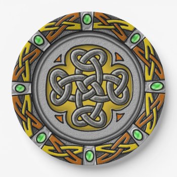 Steel  Leather And Gems Digital Image Celtic Knot Paper Plates by YANKAdesigns at Zazzle