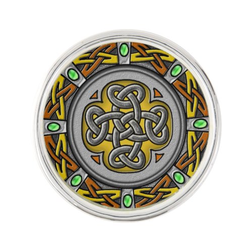 Steel leather and gems digital image celtic knot pin