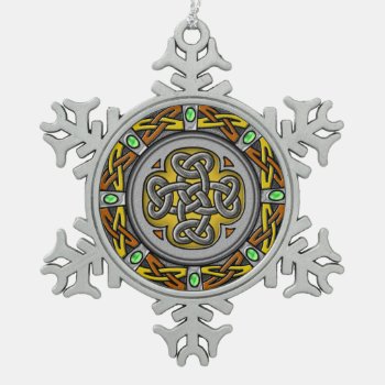 Steel  Leather And Gems Digital Image Celtic Knot Snowflake Pewter Christmas Ornament by YANKAdesigns at Zazzle