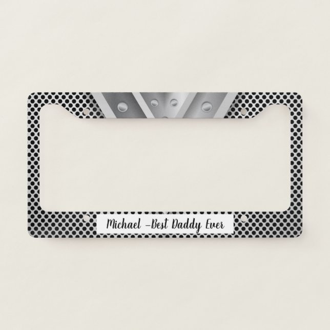 Steel Look Personalized Name Luxury Design  License Plate Frame (Front)