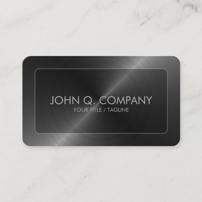 Steel Look Round Corners Business Card (Front)
