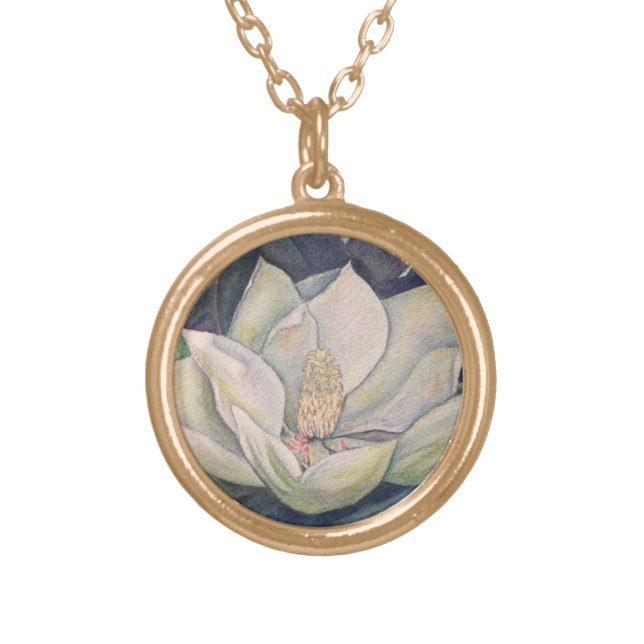 Steel Magnolia Gold Plated Necklace (Front)
