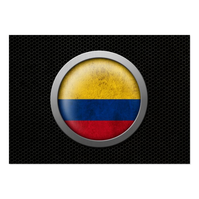 Steel Mesh Colombian Flag Disc Graphic Business Card Templates