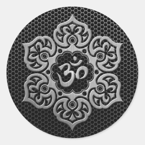 Steel Mesh Floral Om Classic Round Sticker