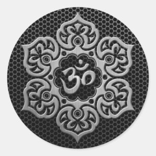 Steel Mesh Floral Om Classic Round Sticker