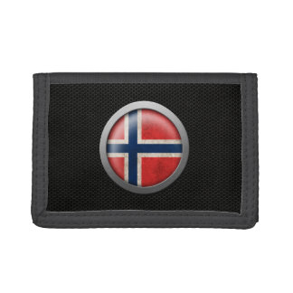 Steel Mesh Norwegian Flag Disc Graphic Tri-fold Wallet