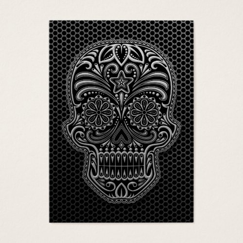 Steel Mesh Sugar Skull Business Card Template