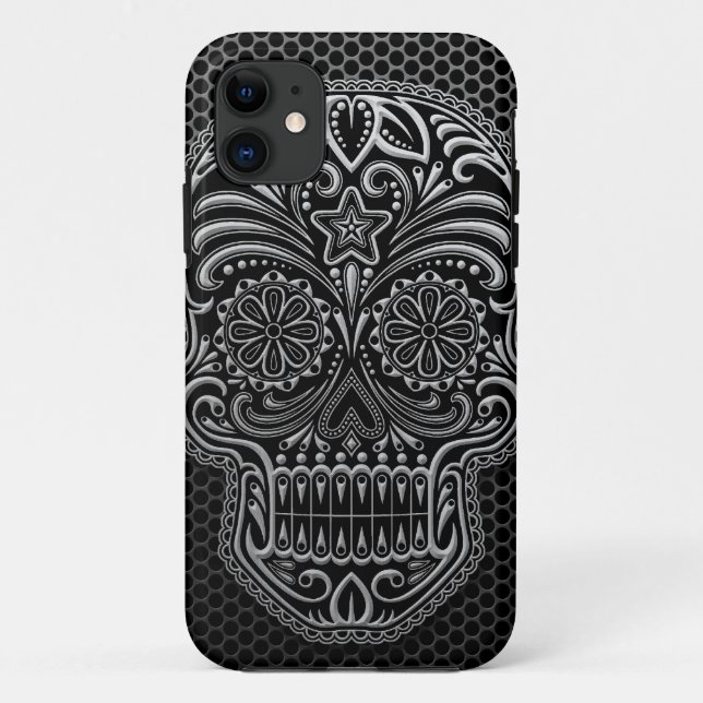 Steel Mesh Sugar Skull Case-Mate iPhone Case (Back)