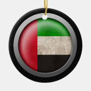 Steel Mesh United Arab Emirates Flag Disc Graphic Ceramic Ornament