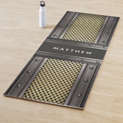 Steel metal gold rough industrial gray guys men yoga mat