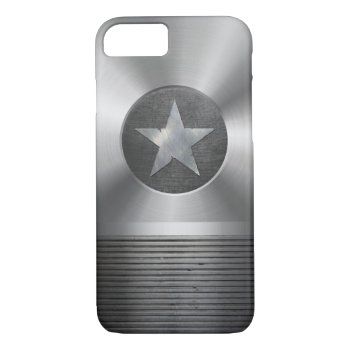 Steel & Metal Superhero Star Shield Iphone 8/7 Case by caseplus at Zazzle