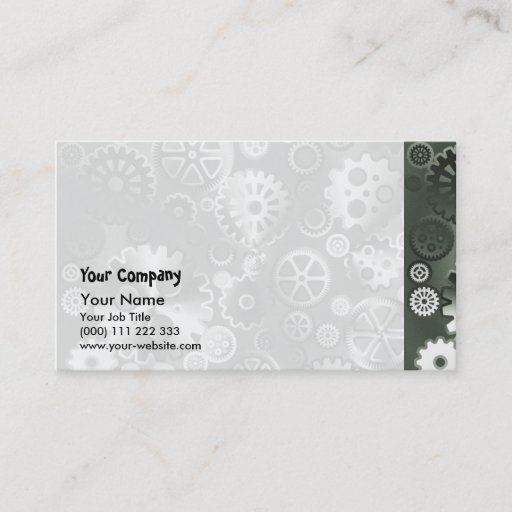 Customizable Steel metallic gears business card