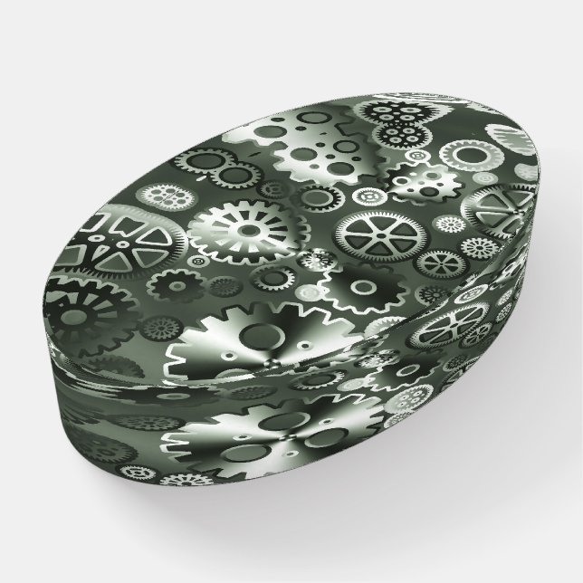 Steel metallic gears paperweight (Angled)