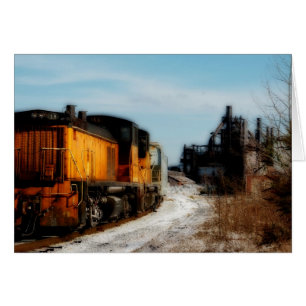 Steel Mill in Snow with Train Cards