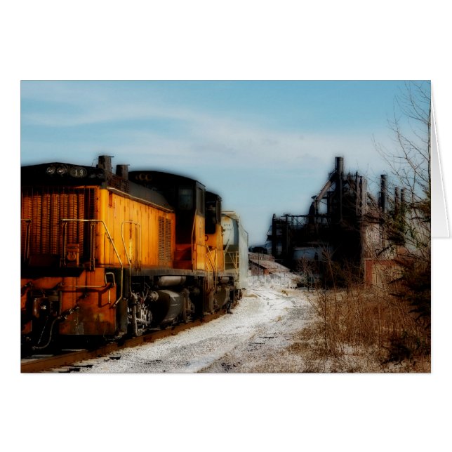 Steel Mill in Snow with Train Cards (Front Horizontal)
