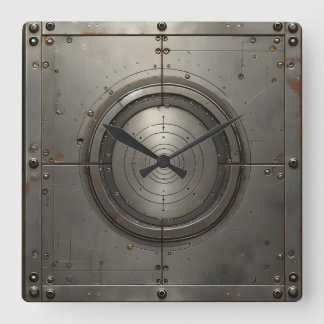 steel object square wall clock
