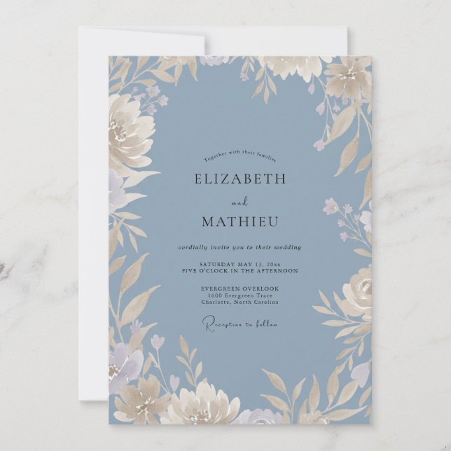 Steel Painted Leaf Wedding Invitation (Front)