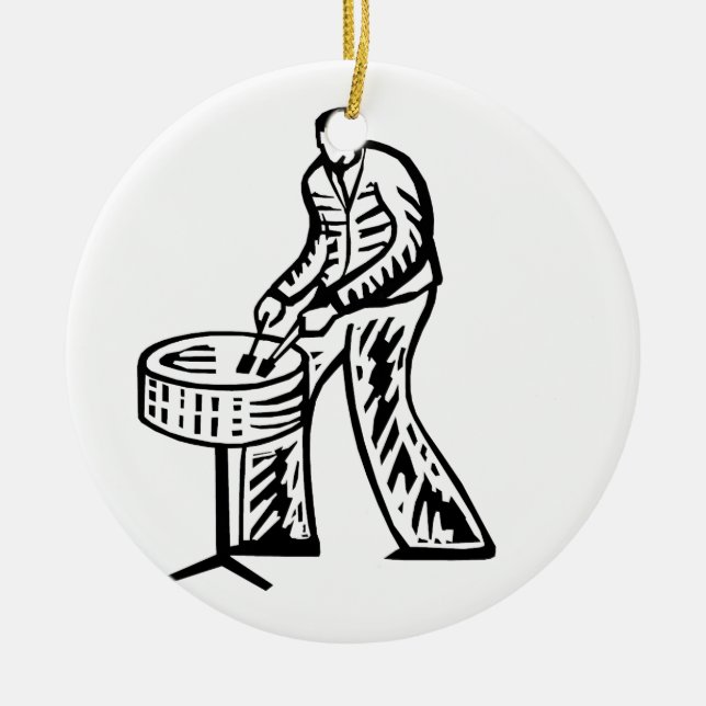 Steel Pan Player outline Ceramic Ornament (Front)