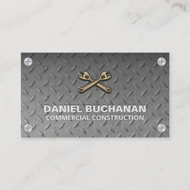 Steel Pattern | Metal Screws | Wrenches Business Card (Front)