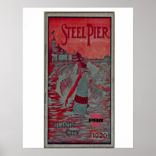 Steel Pier via Pennsylvania Railroad Poster