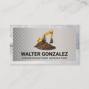 Steel Plate Metal   Excavator Digging Earth Business Card