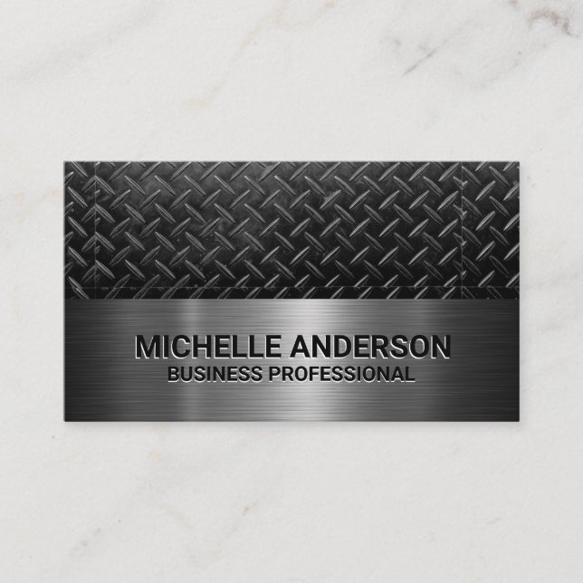 Steel Plated | Metallic  Business Card (Front)