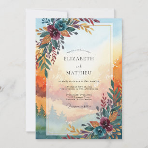Steel Plum Anemone Wedding Invitation