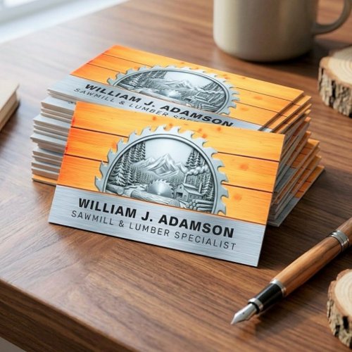 STEEL SAWMILL SAW & WOOD GRAIN MILL | CARPENTER BUSINESS CARD