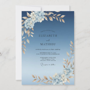 Steel Soft Champagne Peony Wedding Invitation