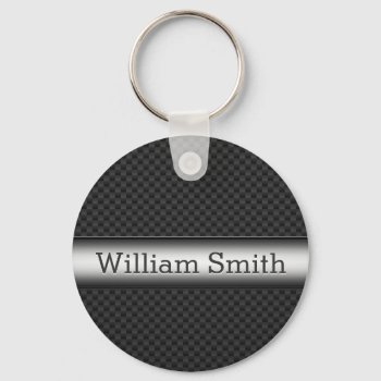 Steel Striped Carbon Fiber Keychain by jahwil at Zazzle