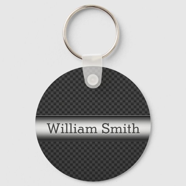 Steel striped carbon fiber keychain (Front)