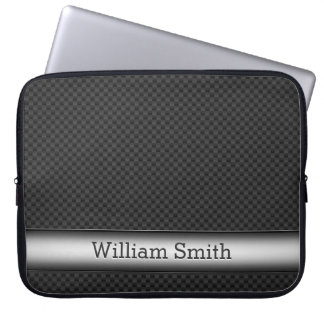 Steel striped carbon fiber laptop sleeve