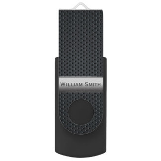 Steel striped dark metal USB flash drive