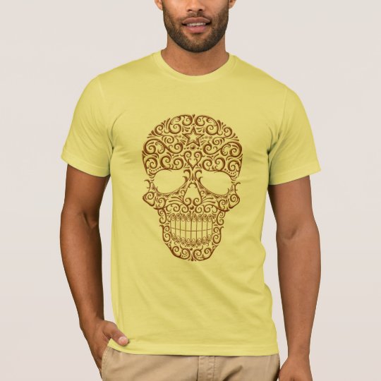 Steel Sugar Skull Swirls - brown T-Shirt