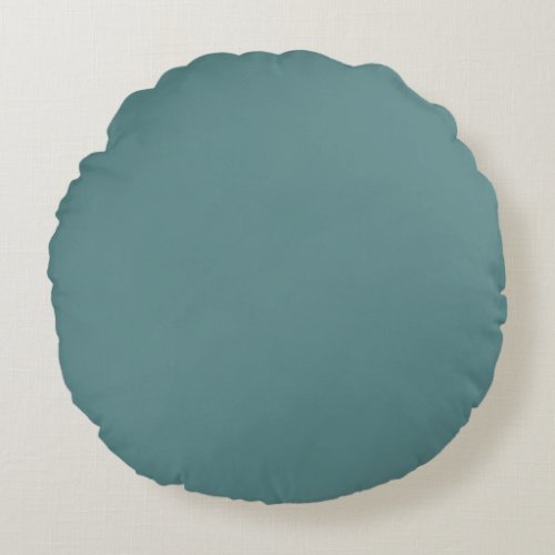 Steel Teal Solid Color Round Pillow