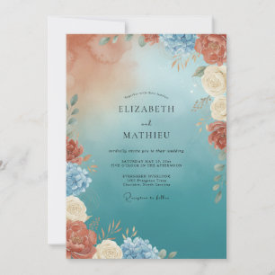 Steel Terra Cotta Painted Wedding Invitation