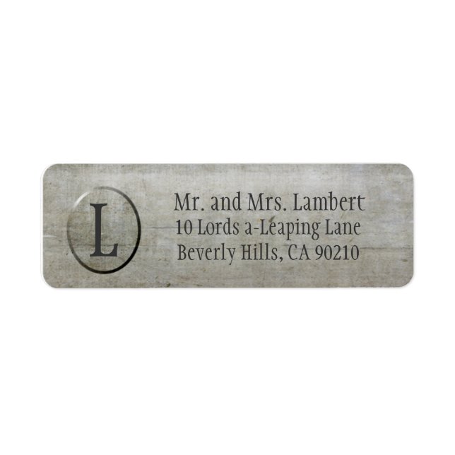 Steel Texture Monogram Customizable Label (Front)