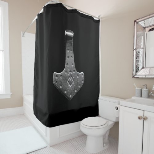 Steel Thor Hammer black shower curtain