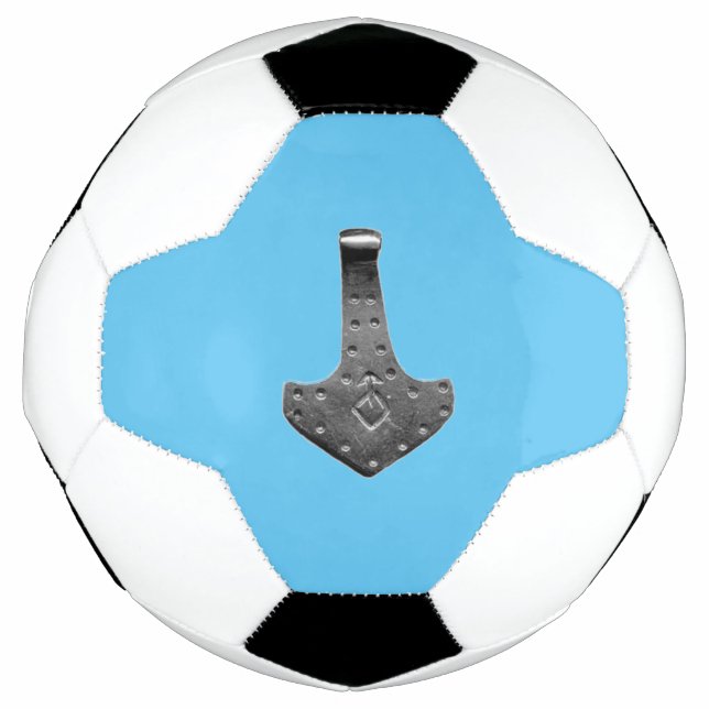 Steel Thor Hammer blue soccer ball (Front)
