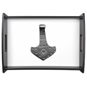 Steel Thor Hammer white black serving tray large