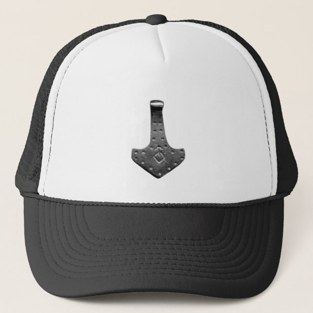 Steel Thor's Hammer black white foam trucker hat (Front)