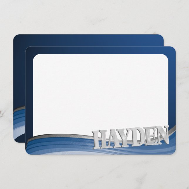 Steel Wave Flat Card Thank You with Name (Front/Back)