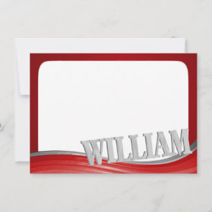 Steel Wave Red with Name William Flat Note