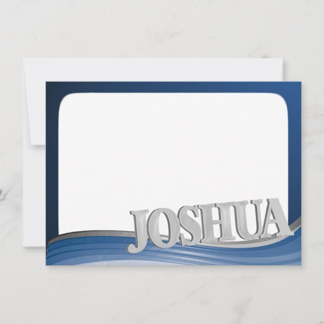 Steel Wave with Name Joshua Flat Note Card (Front)